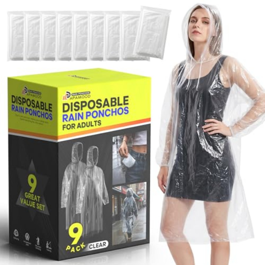 Emergency Poncho Rain - Ponchos de Lluvia Desechables, Paquete Familiar