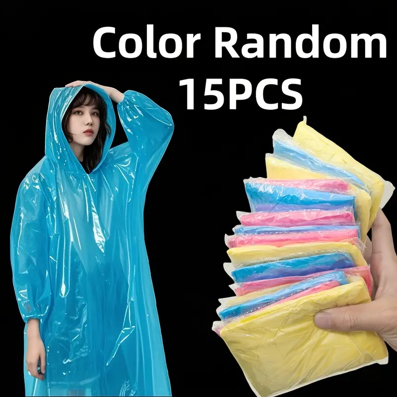 Emergency Poncho Rain - Poncho de lluvia transparente desechable de