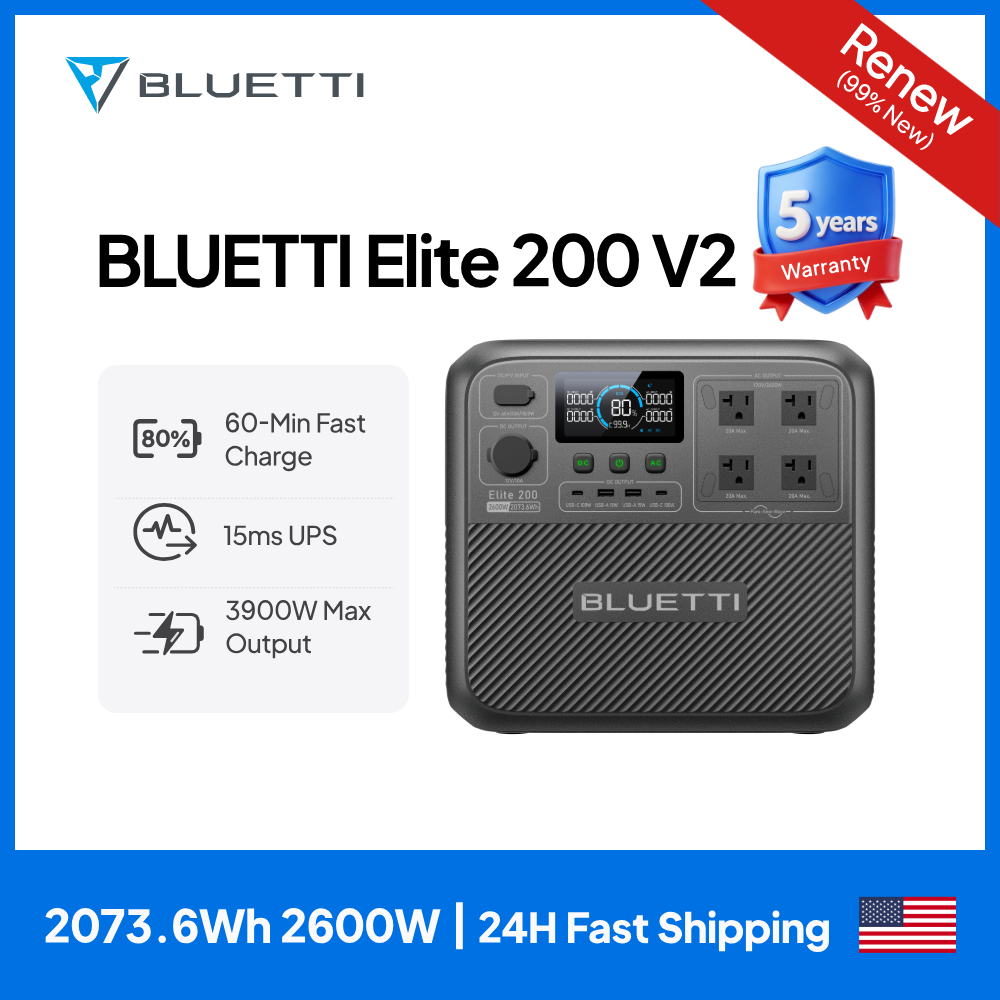 Solar Emergency Charger - 【Renew】BLUETTI Elite 200 V2 Estación de