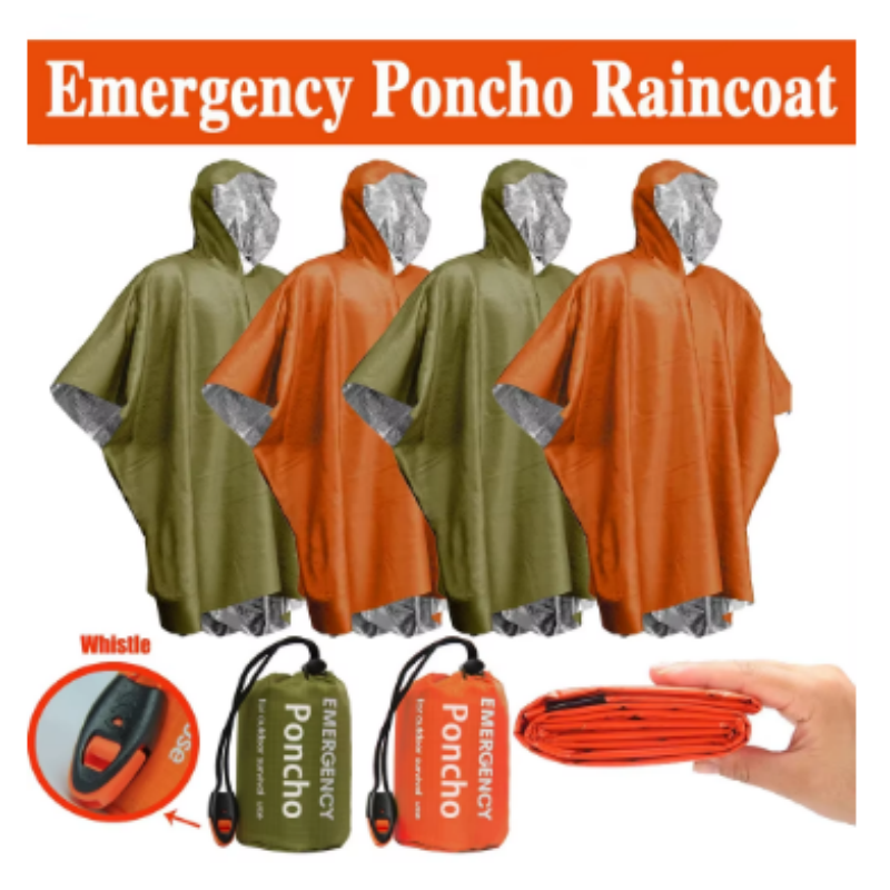 Emergency Poncho Rain - Poncho de Lluvia Térmico de Aluminio